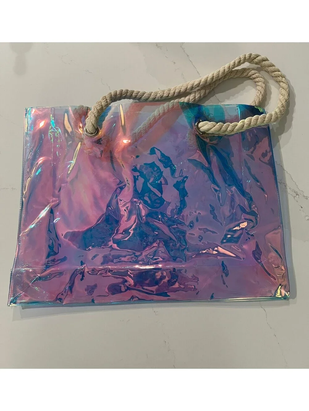 Large Holographic Clear Tote Bags Iridescent PVC Bag